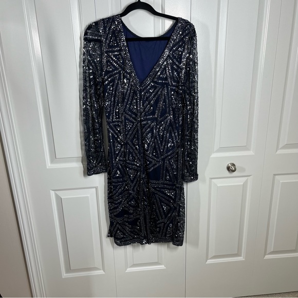Aidan Mattox Beaded Cocktail Dress Long Sleeve Size Women's 14 - Picture 13 of 15